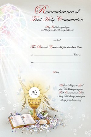 Certificate - Remembrance of First Holy Communion