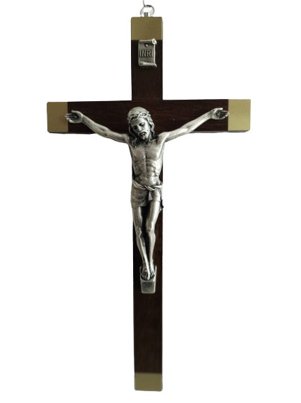 Walnut Wood Crucifix 10 inch