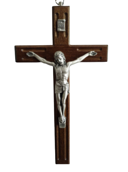 Wood Engraved Crucifix 8 inch